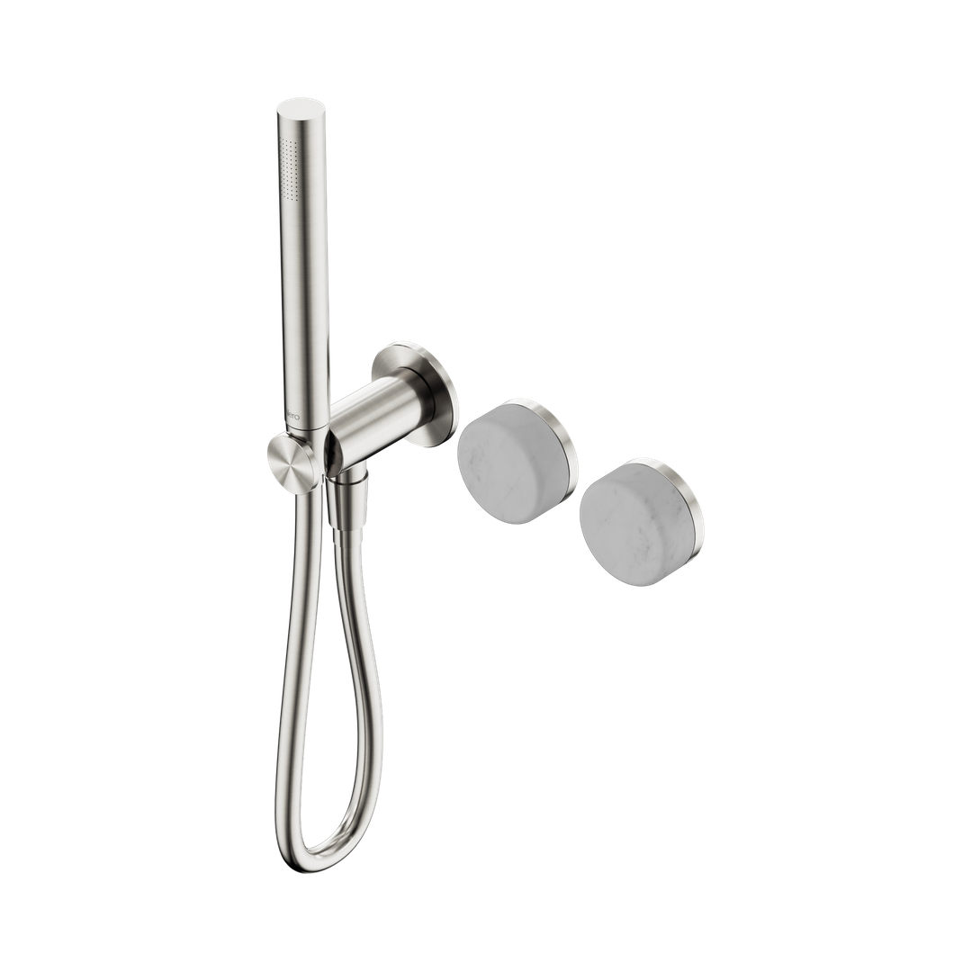 Nero Serenity Progressive Shower System Brushed Nickel - Carrara Handle & Slim Shower