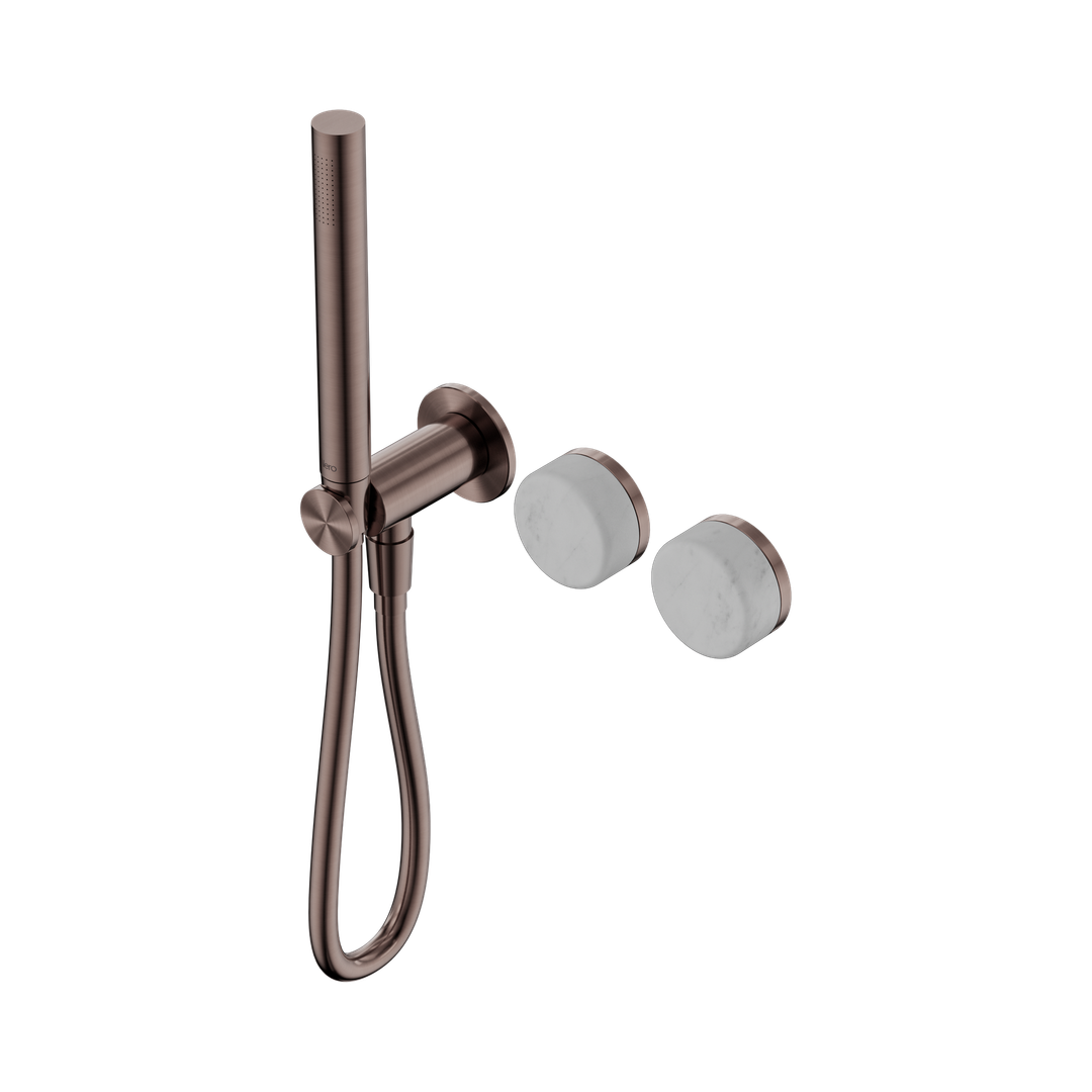 Nero Serenity Progressive Shower System Brushed Bronze - Carrara Handle & Slim Shower