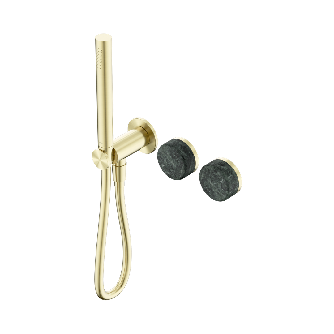 Nero Serenity Progressive Shower System Brushed Gold - Verde Alpi Handle & Slim Shower