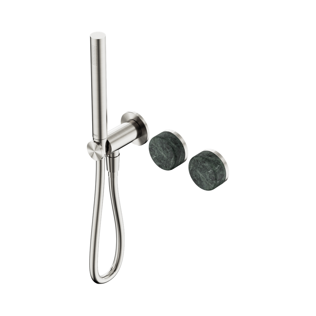 Nero Serenity Progressive Shower System Brushed Nickel - Verde Alpi Handle & Slim Shower