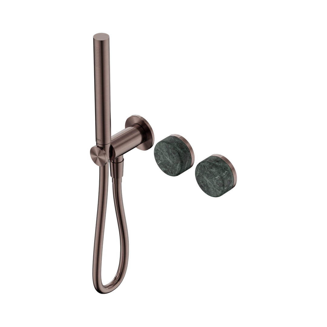 Nero Serenity Progressive Shower System Brushed Bronze - Verde Alpi Handle & Slim Shower