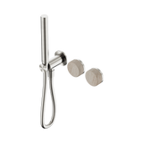 Nero Serenity Progressive Shower System Brushed Nickel - Rome Travertine Handle & Slim Shower