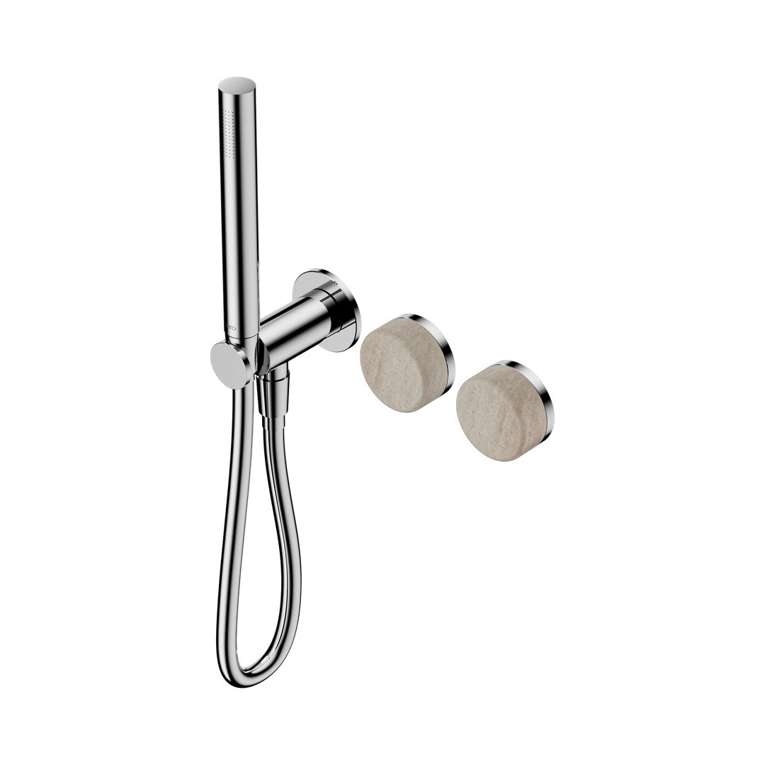Nero Serenity Progressive Shower System Chrome - Rome Travertine Handle & Slim Shower