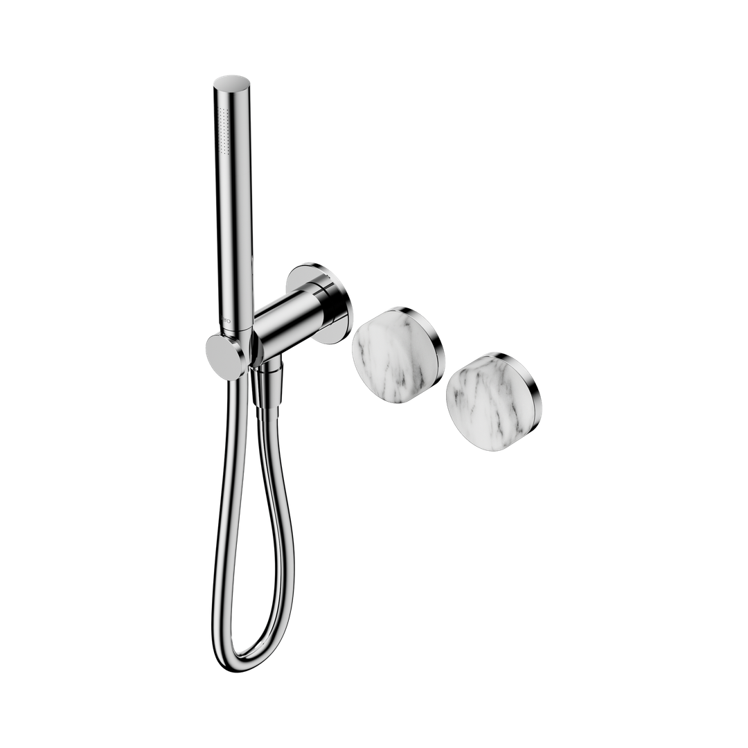 Nero Serenity Progressive Shower System Chrome - Arabescato Corchia Handle & Slim Shower
