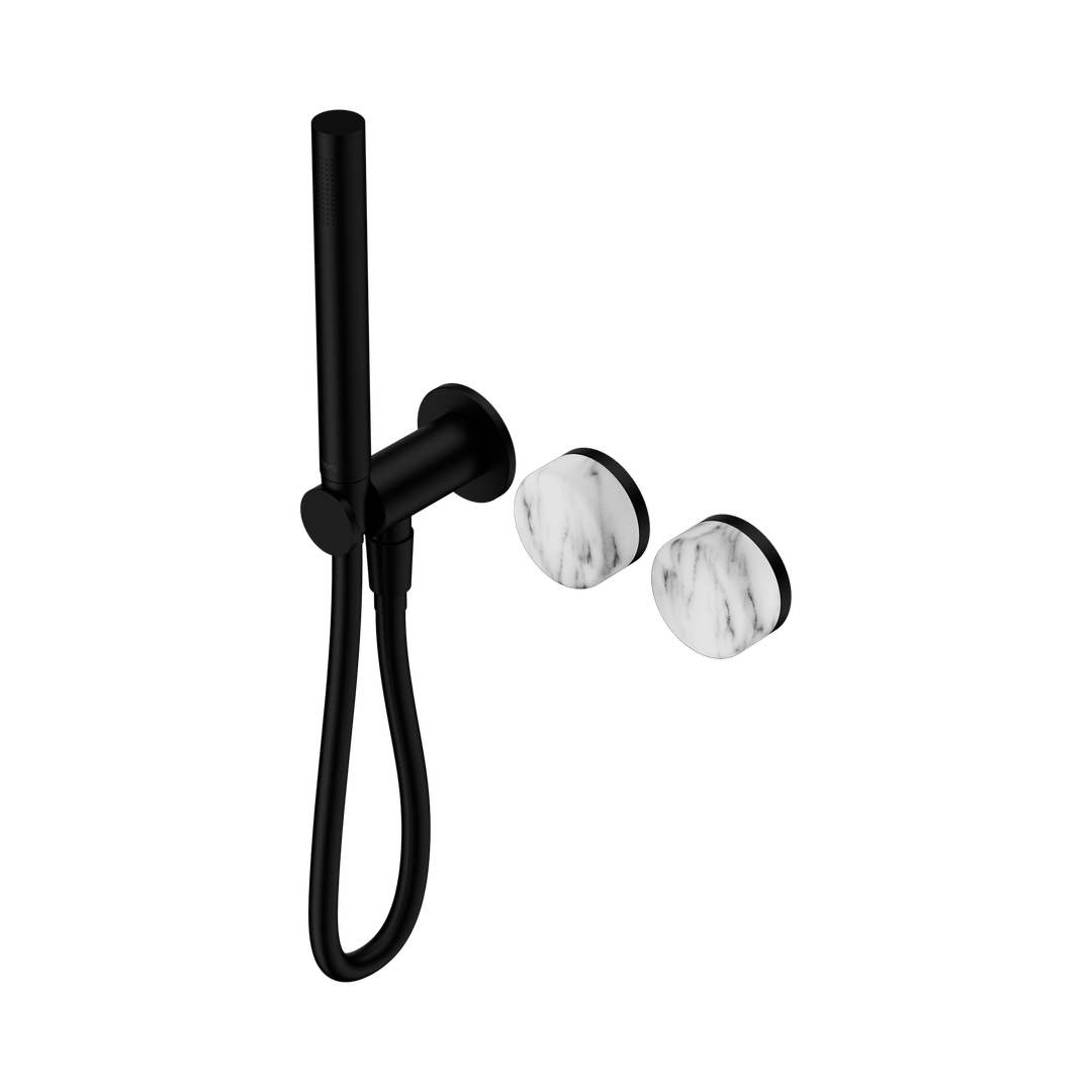 Nero Serenity Progressive Shower System Matte Black - Arabescato Corchia Handle & Slim Shower