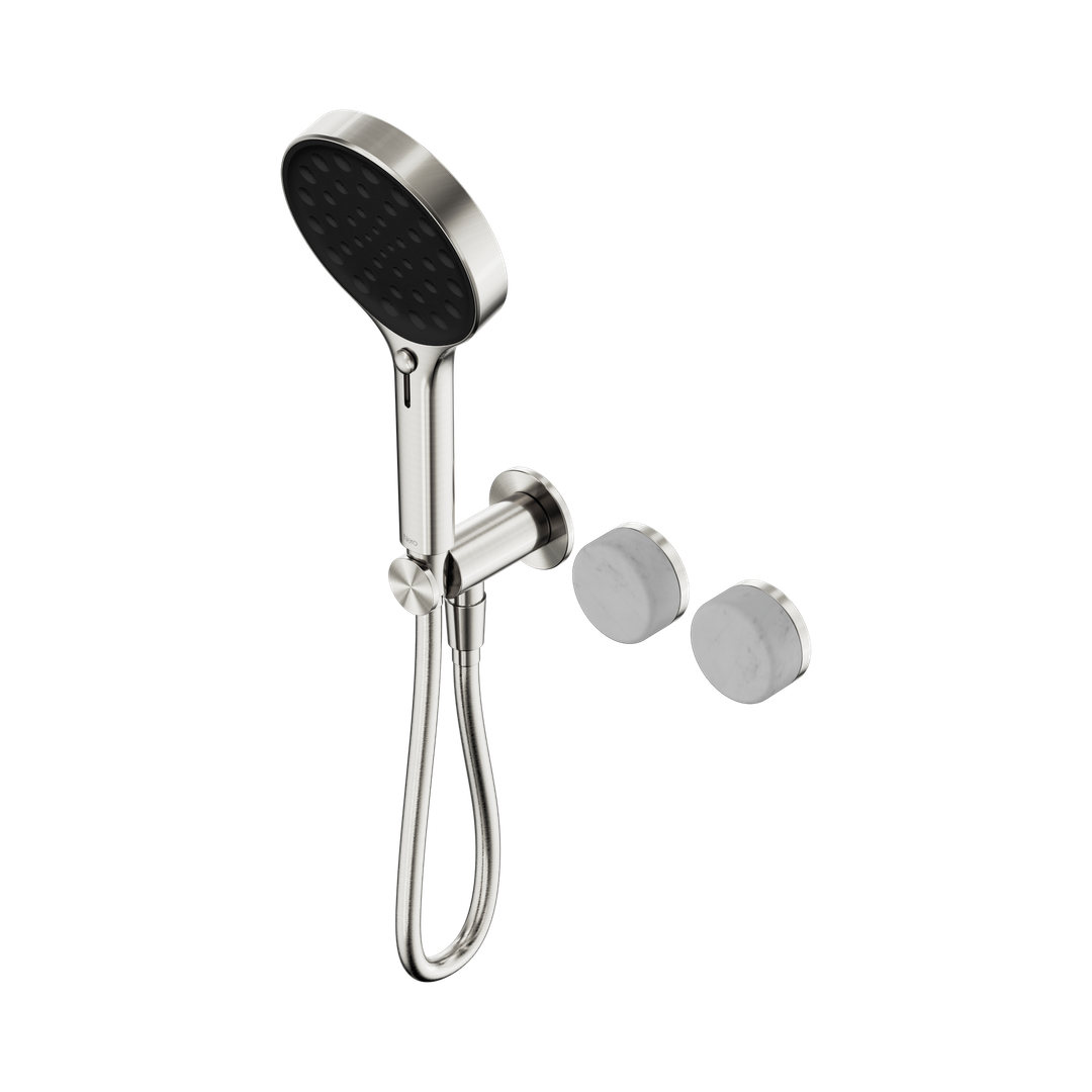 Nero Serenity Progressive Shower System Brushed Nickel - Carrara Handle & Serenity Hand Shower