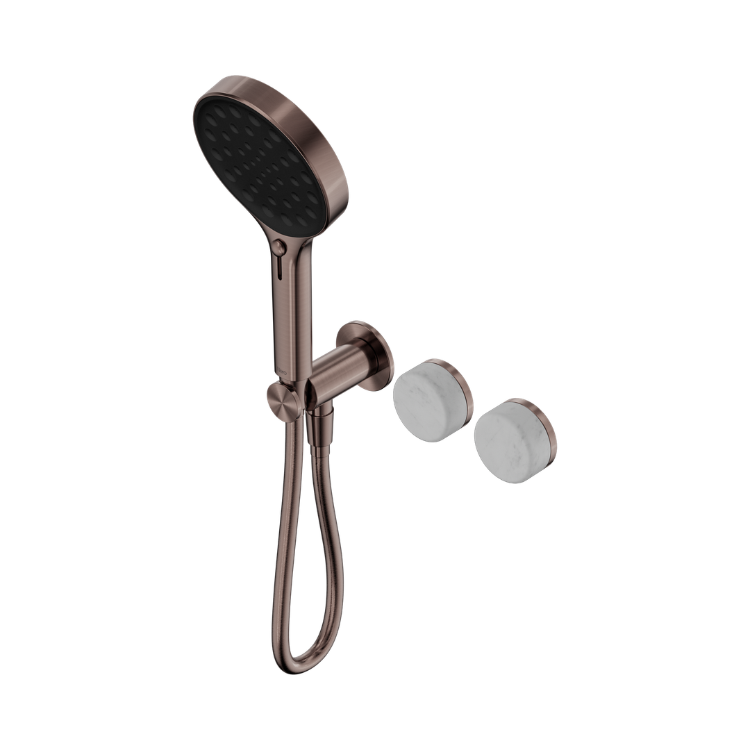 Nero Serenity Progressive Shower System Brushed Bronze - Carrara Handle & Serenity Hand Shower