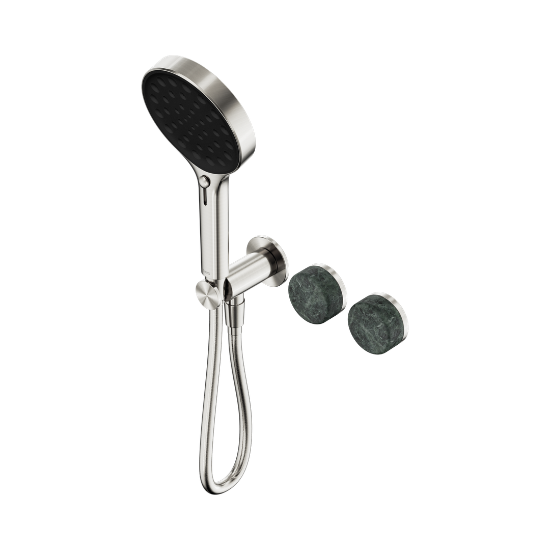 Nero Serenity Progressive Shower System Brushed Nickel - Verde Alpi Handle & Serenity Hand Shower