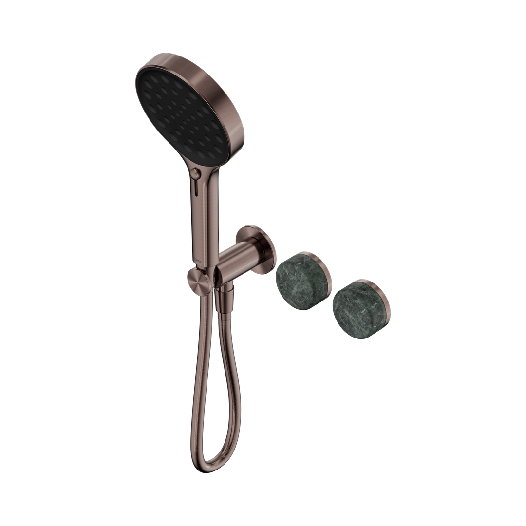 Nero Serenity Progressive Shower System Brushed Bronze - Verde Alpi Handle & Serenity Hand Shower
