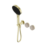 Nero Serenity Progressive Shower System Brushed Gold - Rome Travertine Handle & Serenity Hand Shower