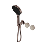 Nero Serenity Progressive Shower System Brushed Bronze - Rome Travertine Handle & Serenity Hand Shower