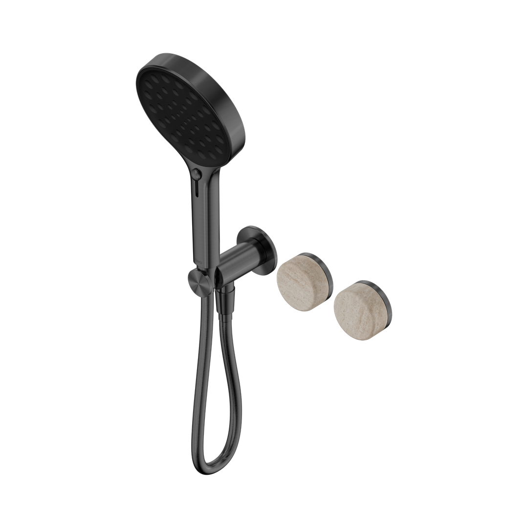 Nero Serenity Progressive Shower System Gunmetal - Rome Travertine Handle & Serenity Hand Shower