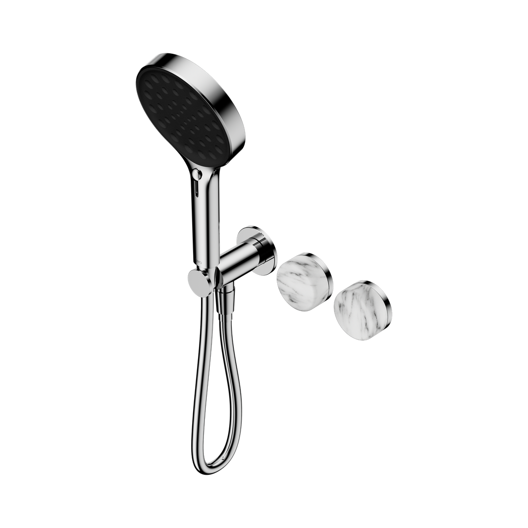 Nero Serenity Progressive Shower System Chrome - Arabescato Corchia Handle & Serenity Hand Shower