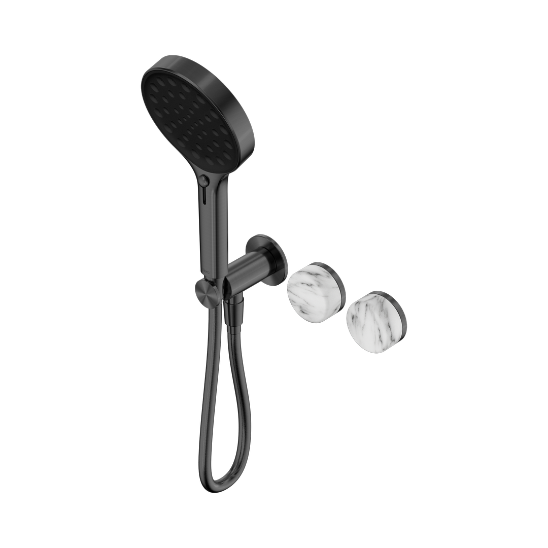 Nero Serenity Progressive Shower System Gunmetal - Arabescato Corchia Handle & Serenity Hand Shower
