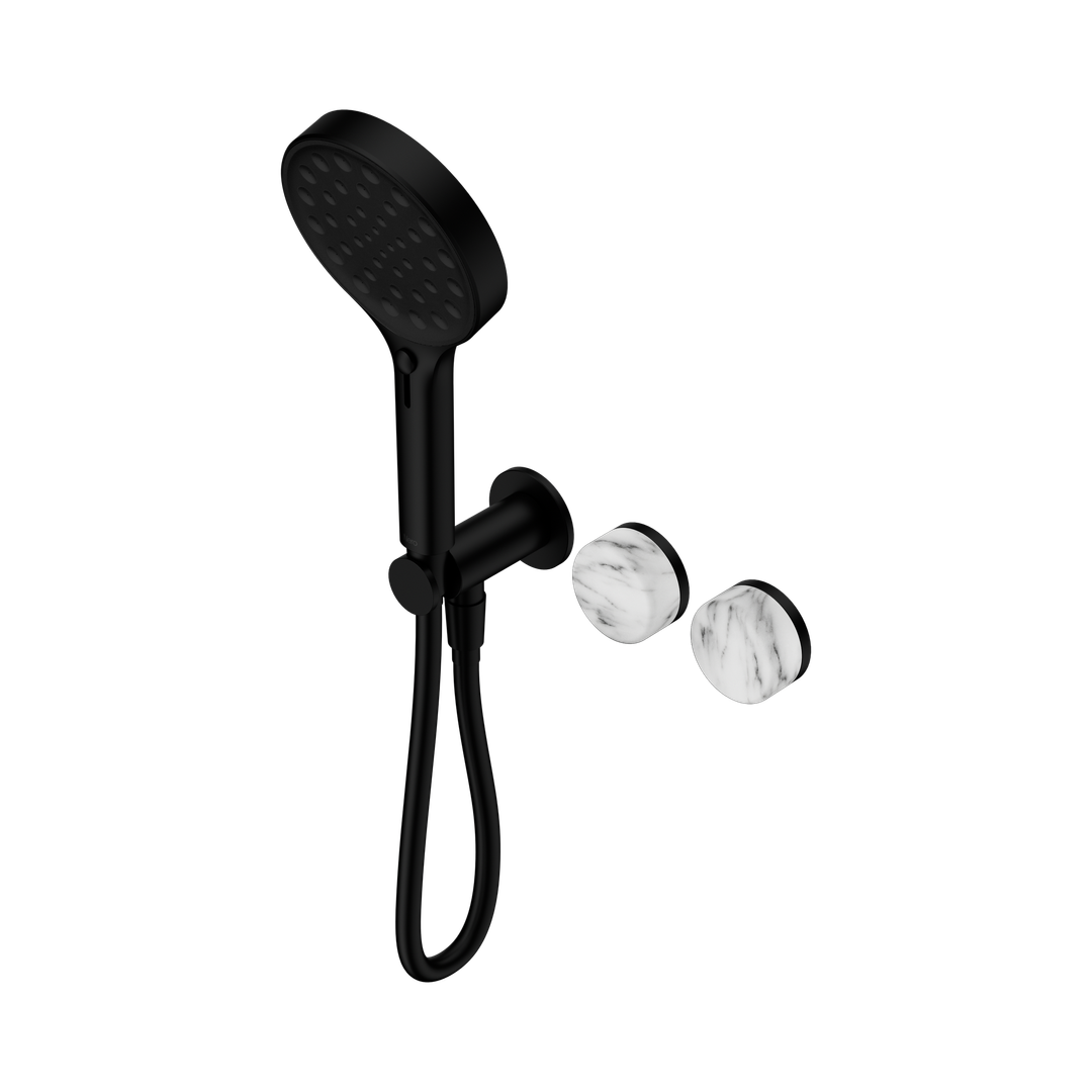 Nero Serenity Progressive Shower System Matte Black - Arabescato Corchia Handle & Serenity Hand Shower