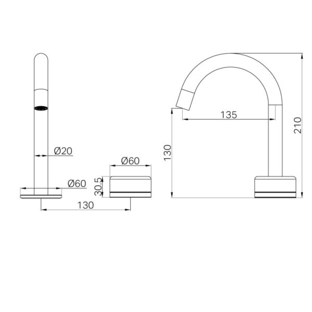 Serenity Progressive Basin Nero Mixer Arc Spout With Verde Alpi Handle - Brushed Gold