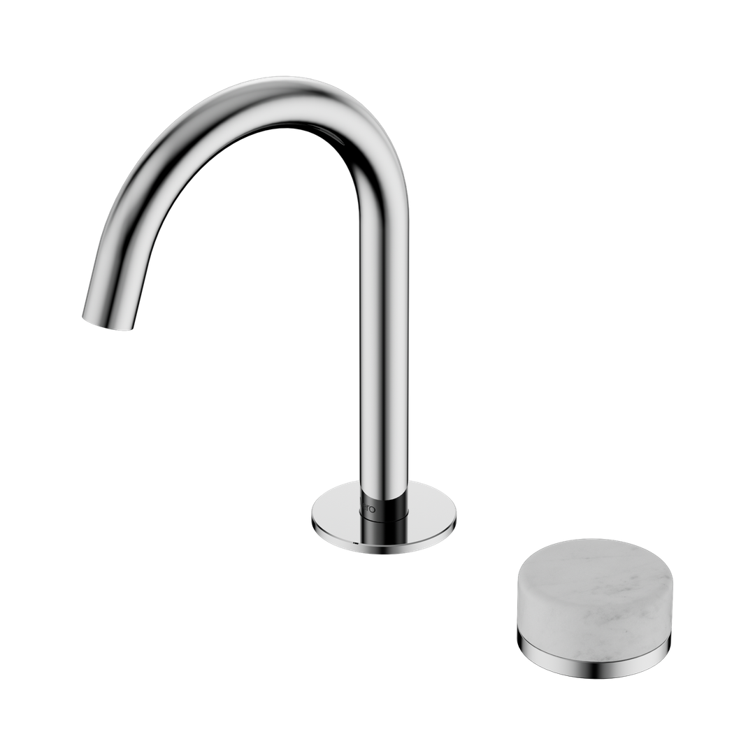 Nero Serenity Progressive Basin Mixer Arc Spout Chrome - Carrara Handle