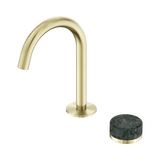 Serenity Progressive Basin Nero Mixer Arc Spout With Verde Alpi Handle - Brushed Gold