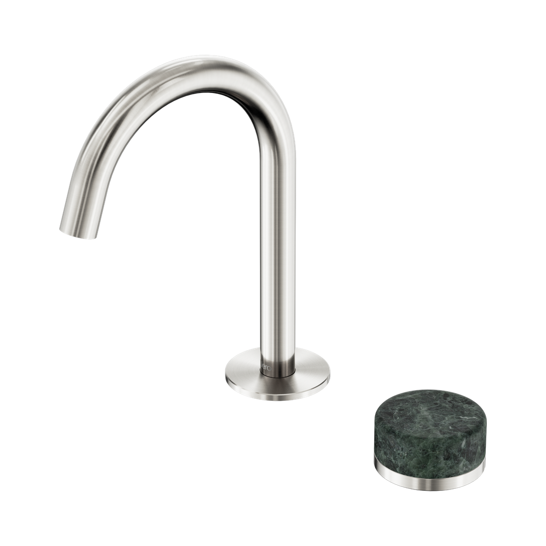 Serenity Progressive Basin Nero Mixer Arc Spout With Verde Alpi Handle - Brushed Nickel