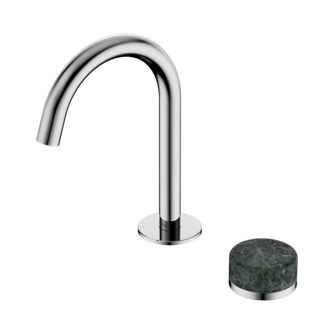 Nero Serenity Progressive Basin Mixer Arc Spout Chrome - Verde Alpi Handle