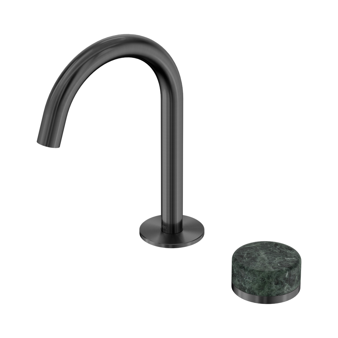 Nero Serenity Progressive Basin Mixer Arc Spout Gunmetal - Verde Alpi Handle