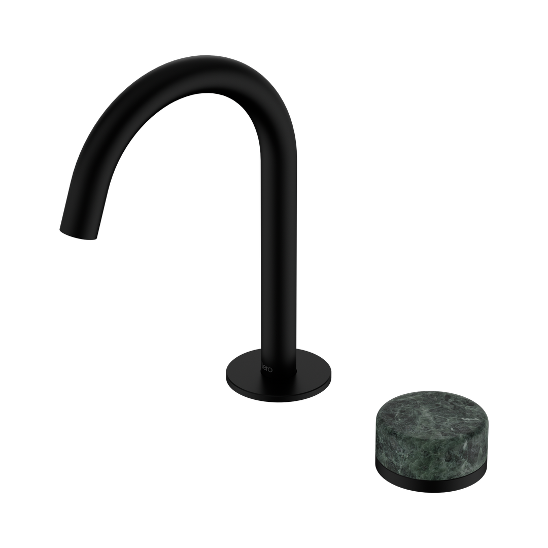 Nero Serenity Progressive Basin Mixer Arc Spout Matte Black - Verde Alpi Handle