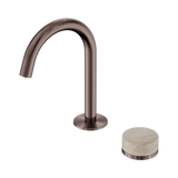 Serenity Progressive Basin Nero Mixer Arc Spout With Rome Travertine Handle - Brushed Bronze
