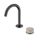 Nero Serenity Progressive Basin Mixer Arc Spout Gunmetal - Rome Travertine Handle