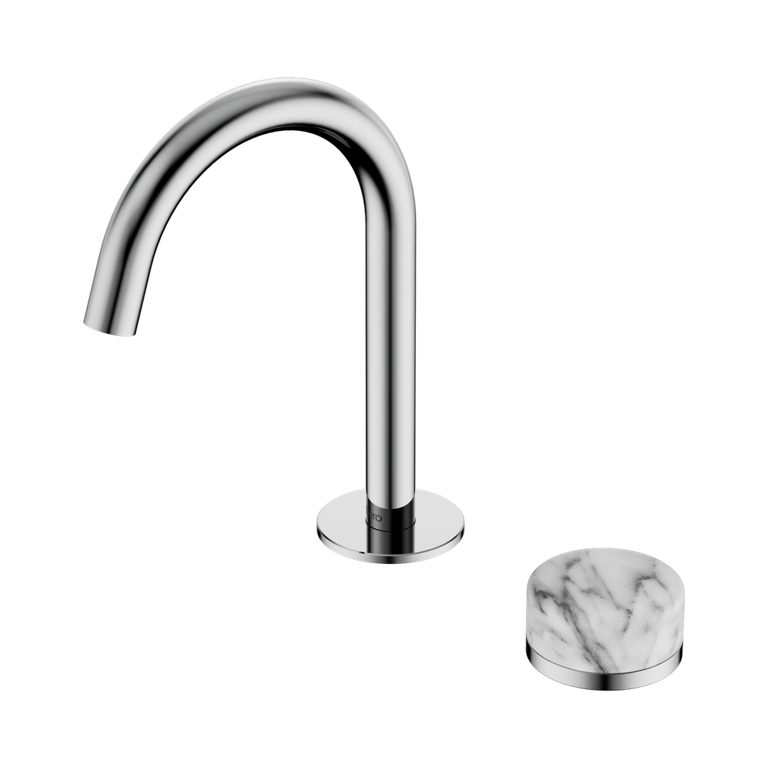Nero Serenity Progressive Basin Mixer Arc Spout Chrome - Arabescato Corchia Handle