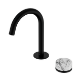 Nero Serenity Progressive Basin Mixer Arc Spout Matte Black - Arabescato Corchia Handle