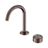 Nero Serenity Progressive Basin Mixer Arc Spout Brushed Bronze - Metal Handle