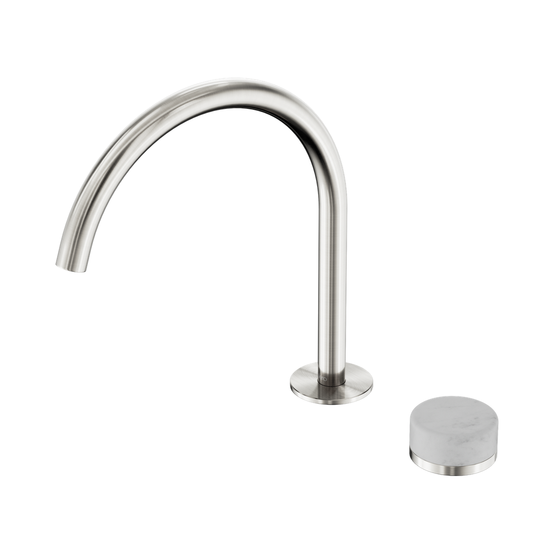 Nero Serenity Progressive Bath/Kitchen Mixer Arc Spout Brushed Nickel - Carrara Handle