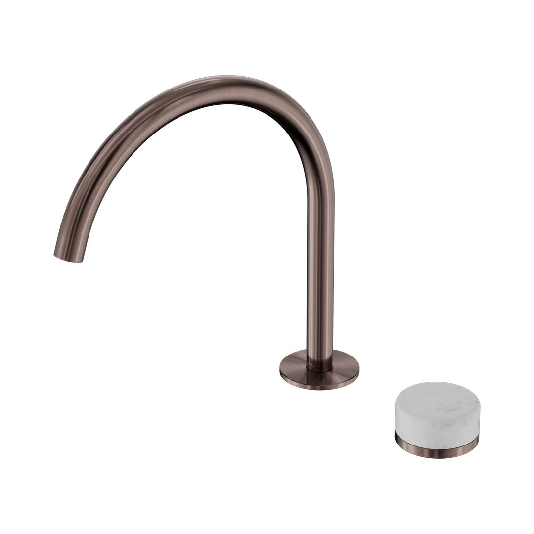 Nero Serenity Progressive Bath/Kitchen Mixer Arc Spout Brushed Bronze - Carrara Handle