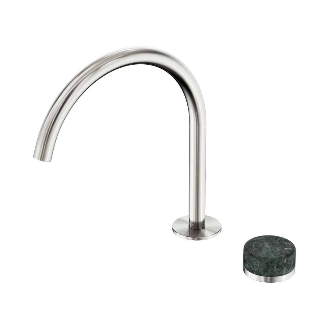 Nero Serenity Progressive Bath/Kitchen Mixer Arc Spout Brushed Nickel - Verde Alpi Handle