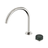 Nero Serenity Progressive Bath/Kitchen Mixer Arc Spout Brushed Nickel - Verde Alpi Handle