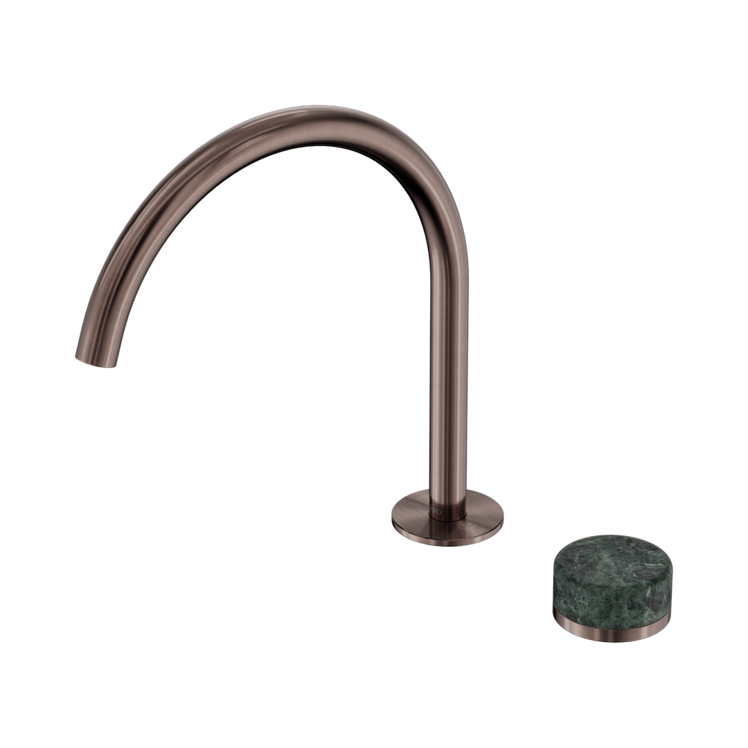 Nero Serenity Progressive Bath/Kitchen Mixer Arc Spout Brushed Bronze - Verde Alpi Handle