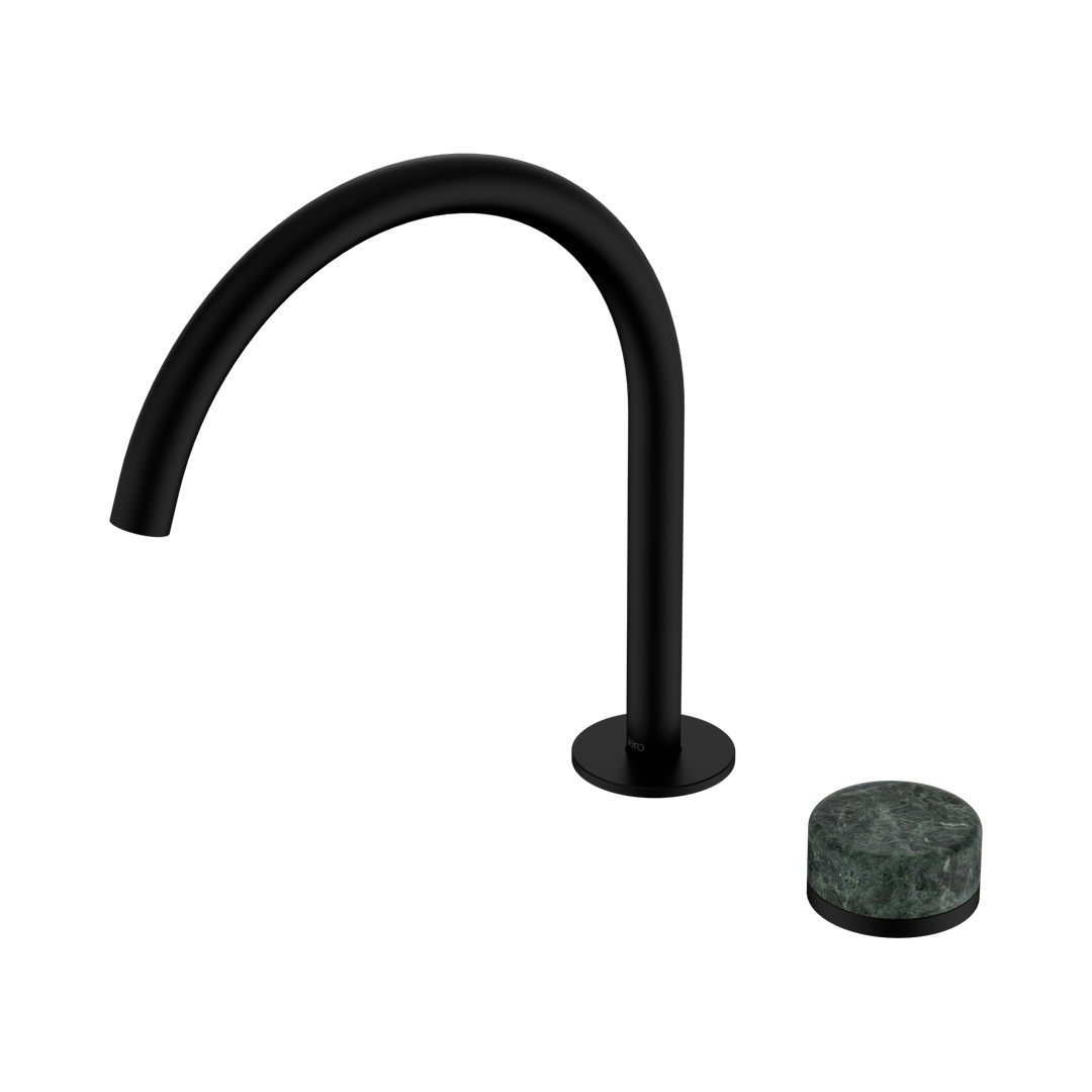 Nero Serenity Progressive Bath/Kitchen Mixer Arc Spout Matte Black - Verde Alpi Handle