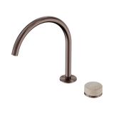 Nero Serenity Progressive Bath/Kitchen Mixer Arc Spout Brushed Bronze - Rome Travertine Handle