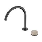 Nero Serenity Progressive Bath/Kitchen Mixer Arc Spout Gunmetal - Rome Travertine Handle