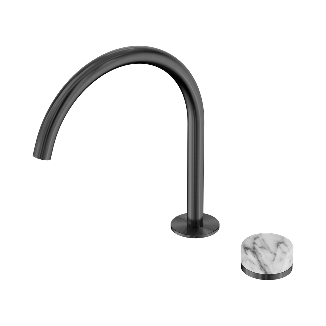 Nero Serenity Progressive Bath/Kitchen Mixer Arc Spout Gunmetal - Arabescato Corchia Handle