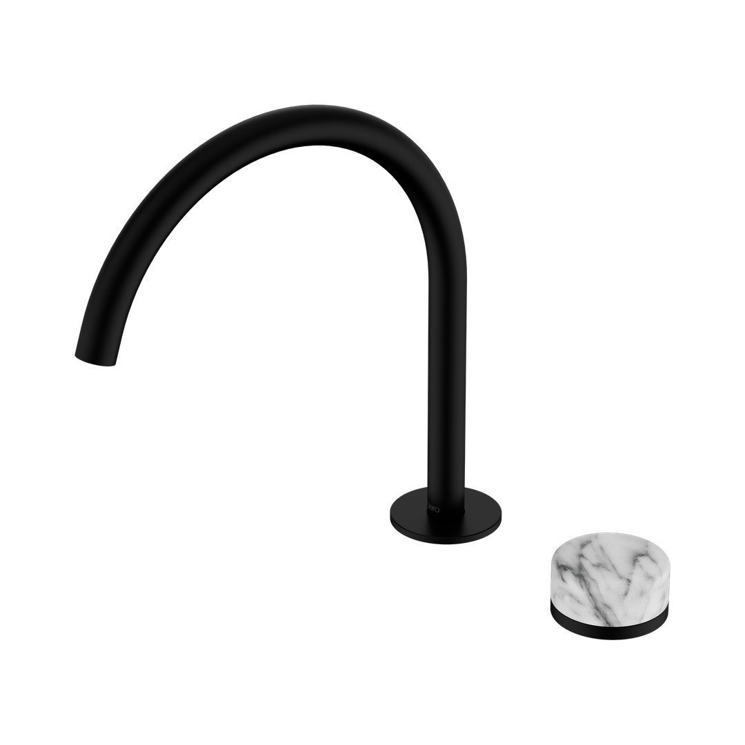 Nero Serenity Progressive Bath/Kitchen Mixer Arc Spout Matte Black - Arabescato Corchia Handle