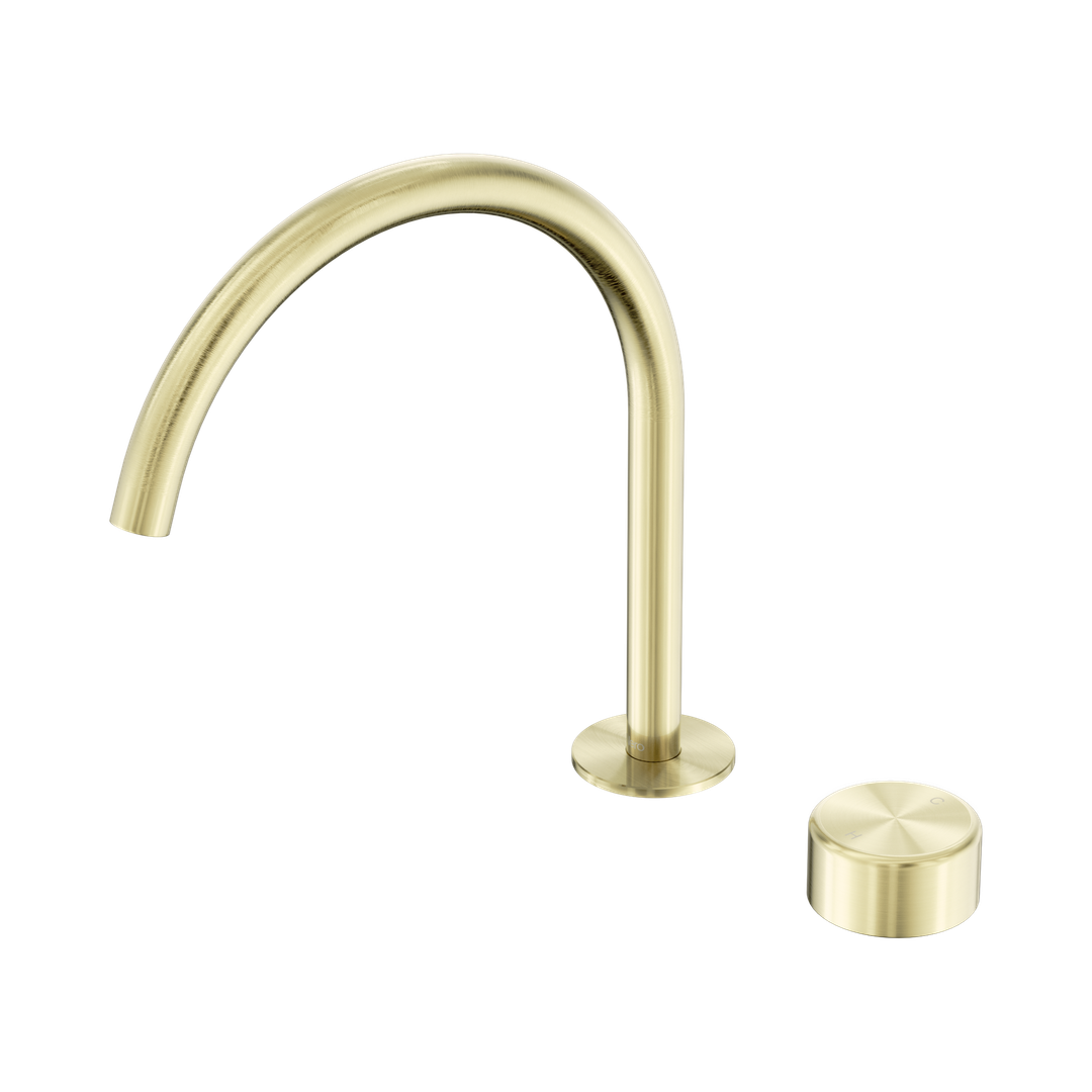 Nero Serenity Progressive Bath/Kitchen Mixer Arc Spout Brushed Gold - Metal Handle