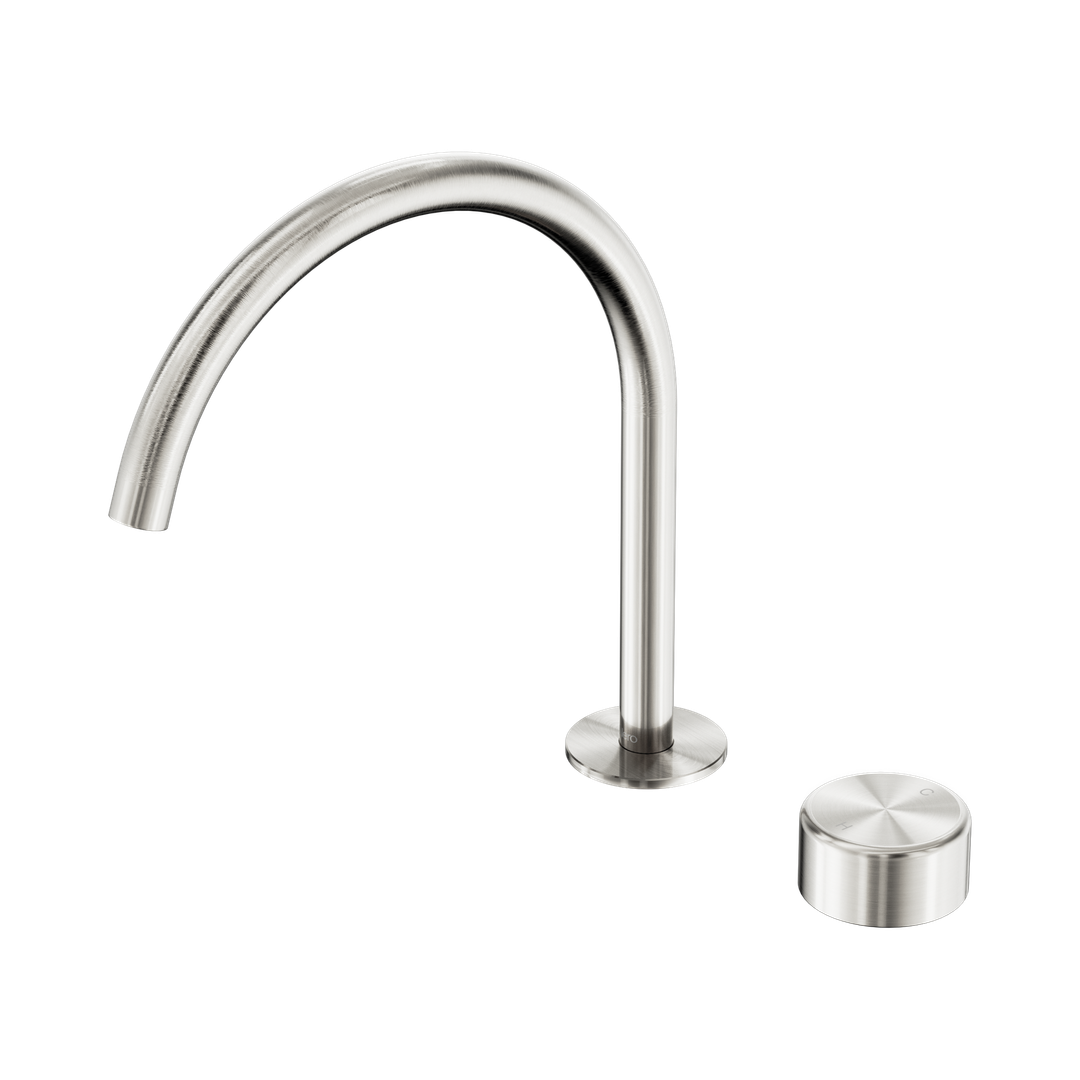 Nero Serenity Progressive Bath/Kitchen Mixer Arc Spout Brushed Nickel - Metal Handle