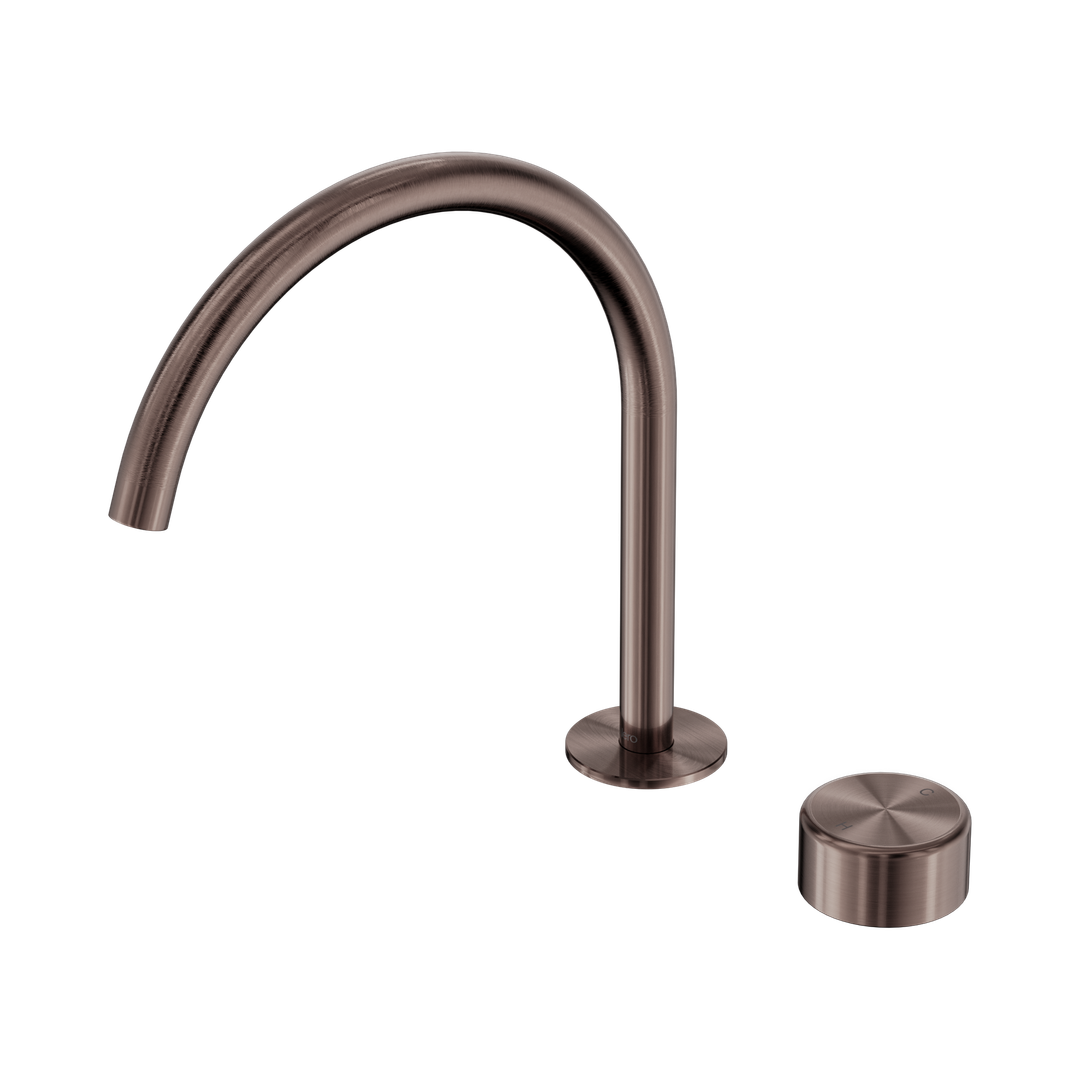 Nero Serenity Progressive Bath/Kitchen Mixer Arc Spout Brushed Bronze - Metal Handle
