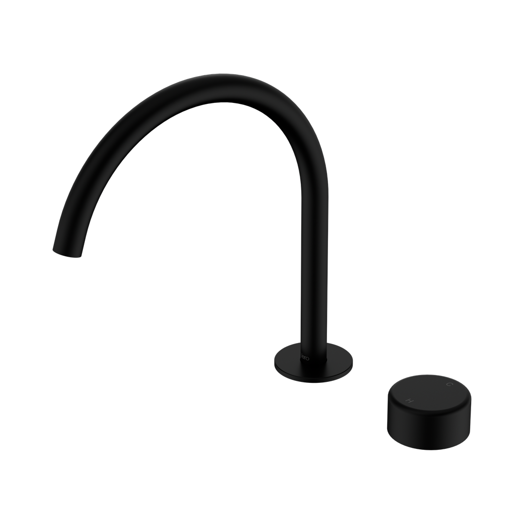Nero Serenity Progressive Bath/Kitchen Mixer Arc Spout Matte Black - Metal Handle