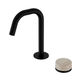 Nero Serenity Progressive Basin Mixer Edge Spout Matte Black - Rome Travertine Handle