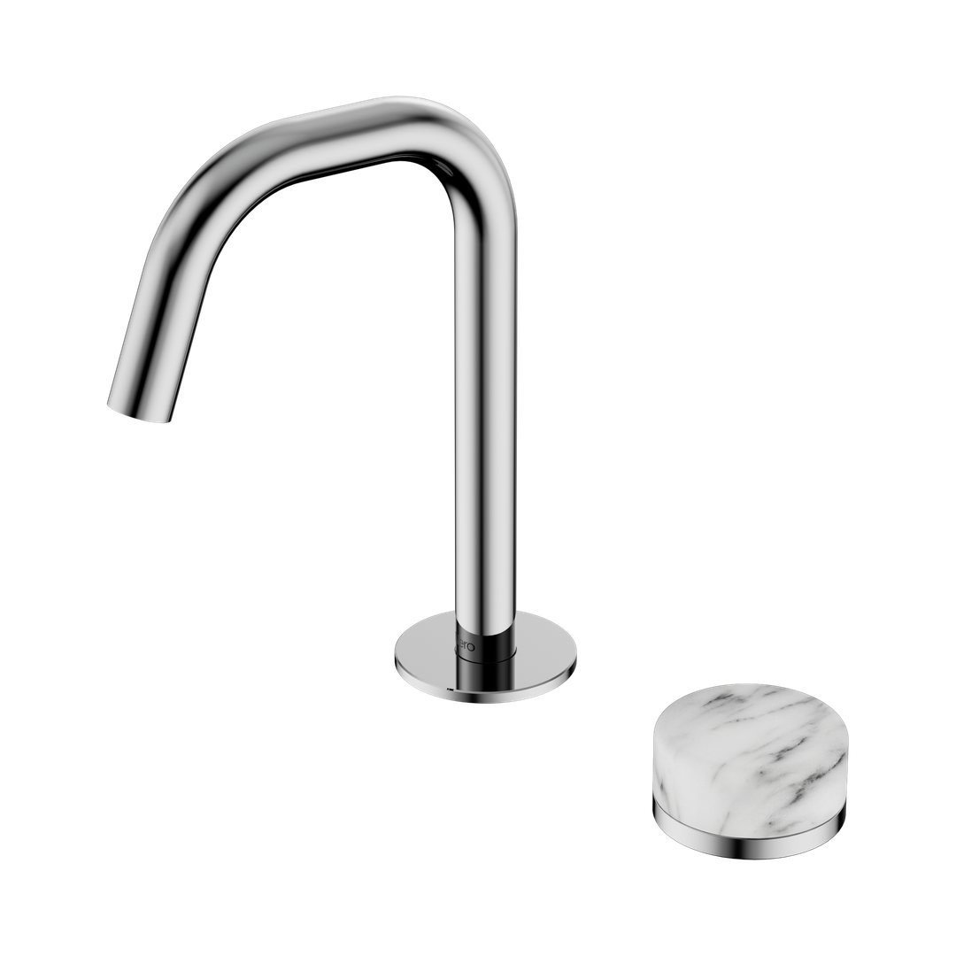 Nero Serenity Progressive Basin Mixer Edge Spout Chrome - Arabescato Corchia Handle