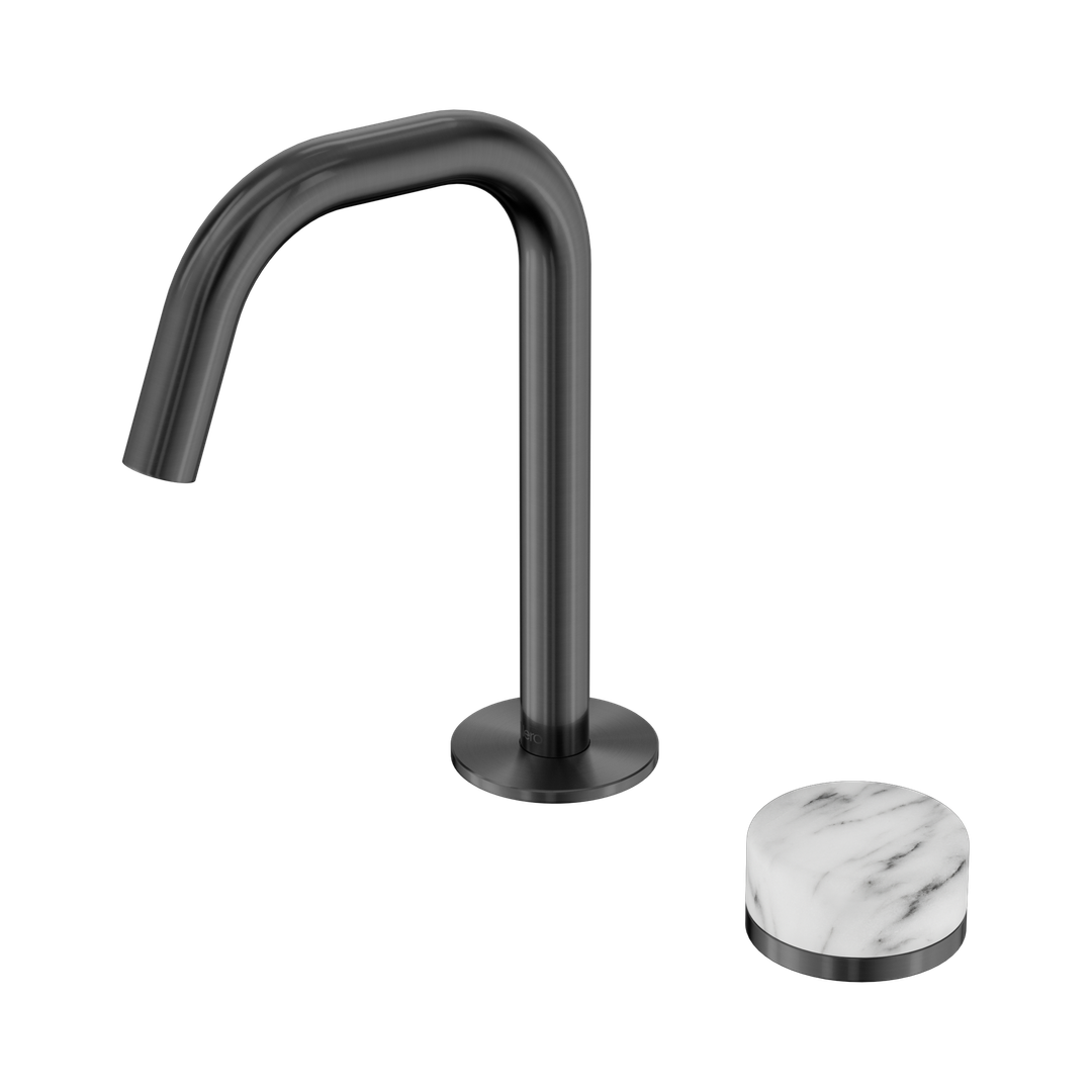 Nero Serenity Progressive Basin Mixer Edge Spout Gunmetal - Arabescato Corchia Handle