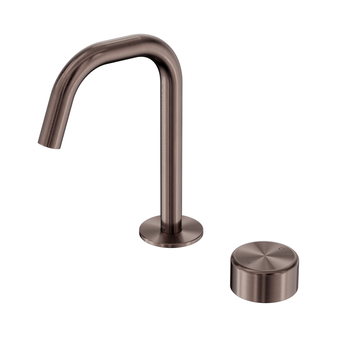 Nero Serenity Progressive Basin Mixer Edge Spout Brushed Bronze - Metal Handle