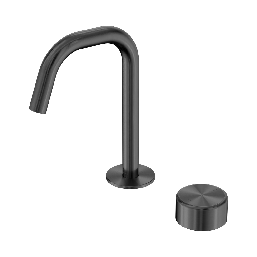 Nero Serenity Progressive Basin Mixer Edge Spout Gunmetal - Metal Handle